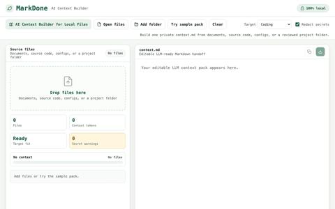 AI Context Builder for Files – Generate context.md | MarkDone — screenshot