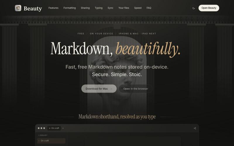 Beauty — A Markdown editor for people who notice things. — screenshot