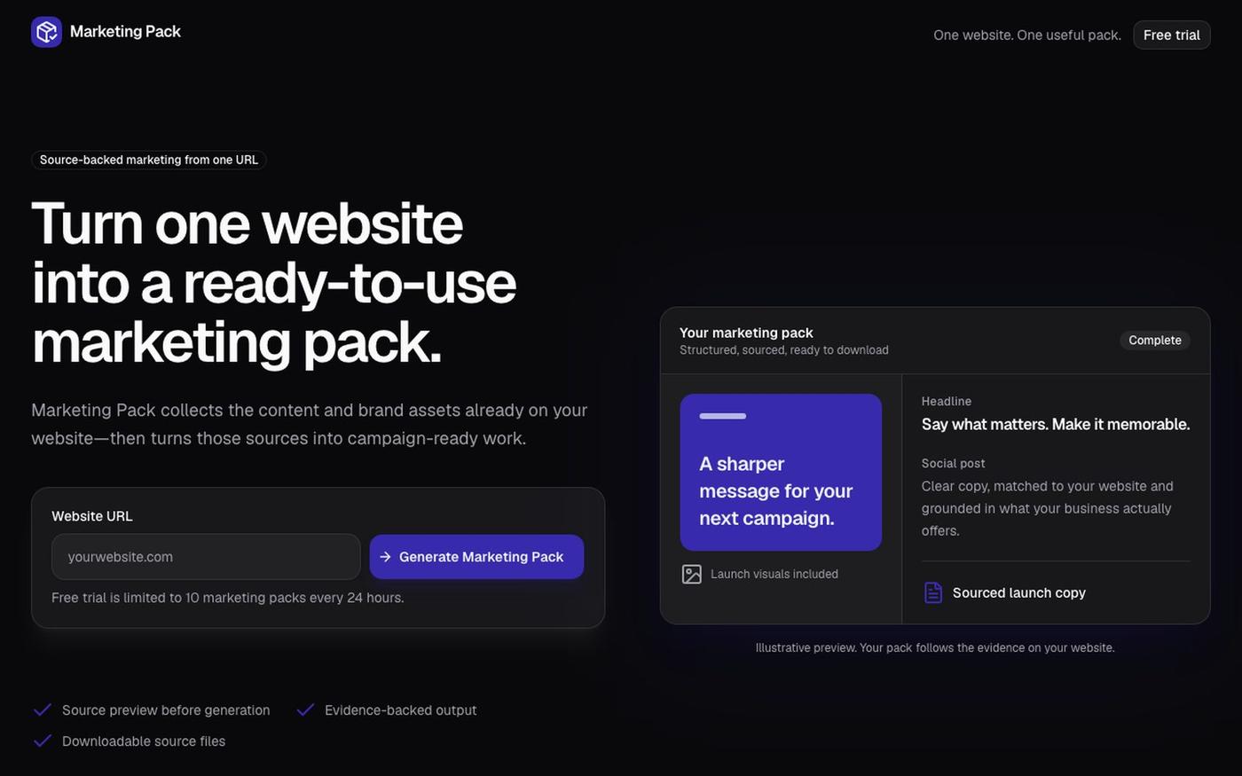 Marketing Pack | Website to campaign kit — screenshot