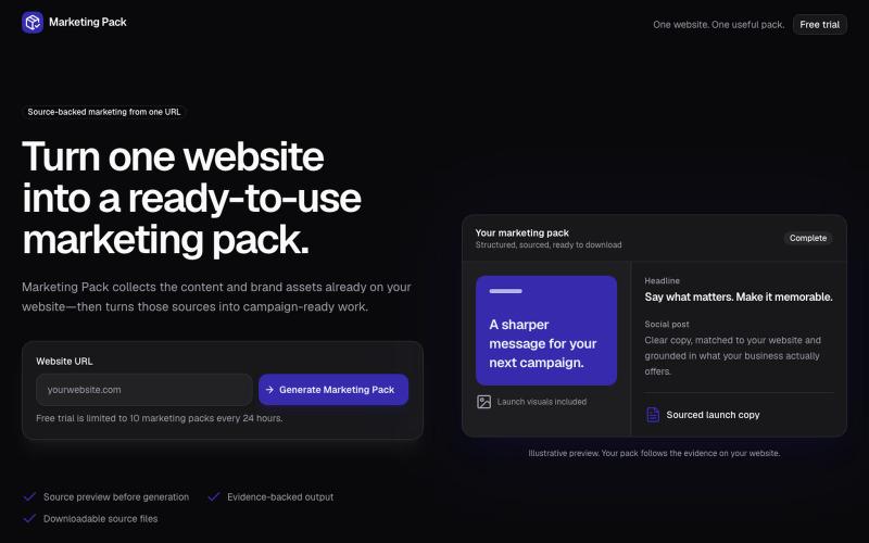 Marketing Pack | Website to campaign kit — screenshot