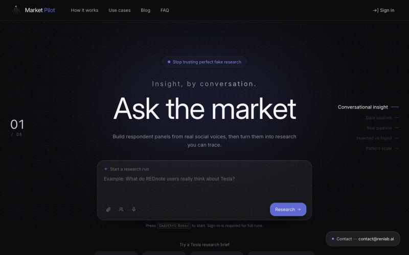 Market Pilot | Evidence-Traceable AI Market Research — screenshot