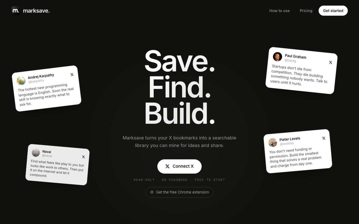 marksave - your X bookmarks, finally organized — screenshot