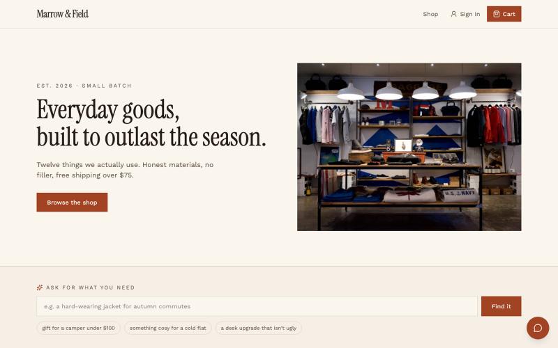 Marrow & Field — Everyday goods, built to last — screenshot