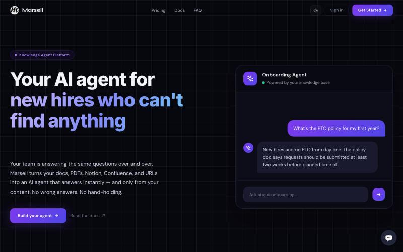 Marseil - AI Knowledge Agent for Support, Onboarding & Internal Teams — screenshot