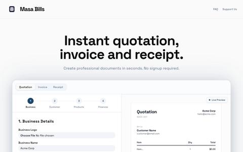 Masa Bills — Instant Quotation, Invoice & Receipt — screenshot
