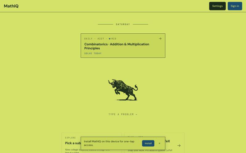 MathIQ — math problems, walked through — screenshot