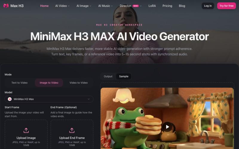 Max H3 | MiniMax H3 MAX AI Video Generator — screenshot