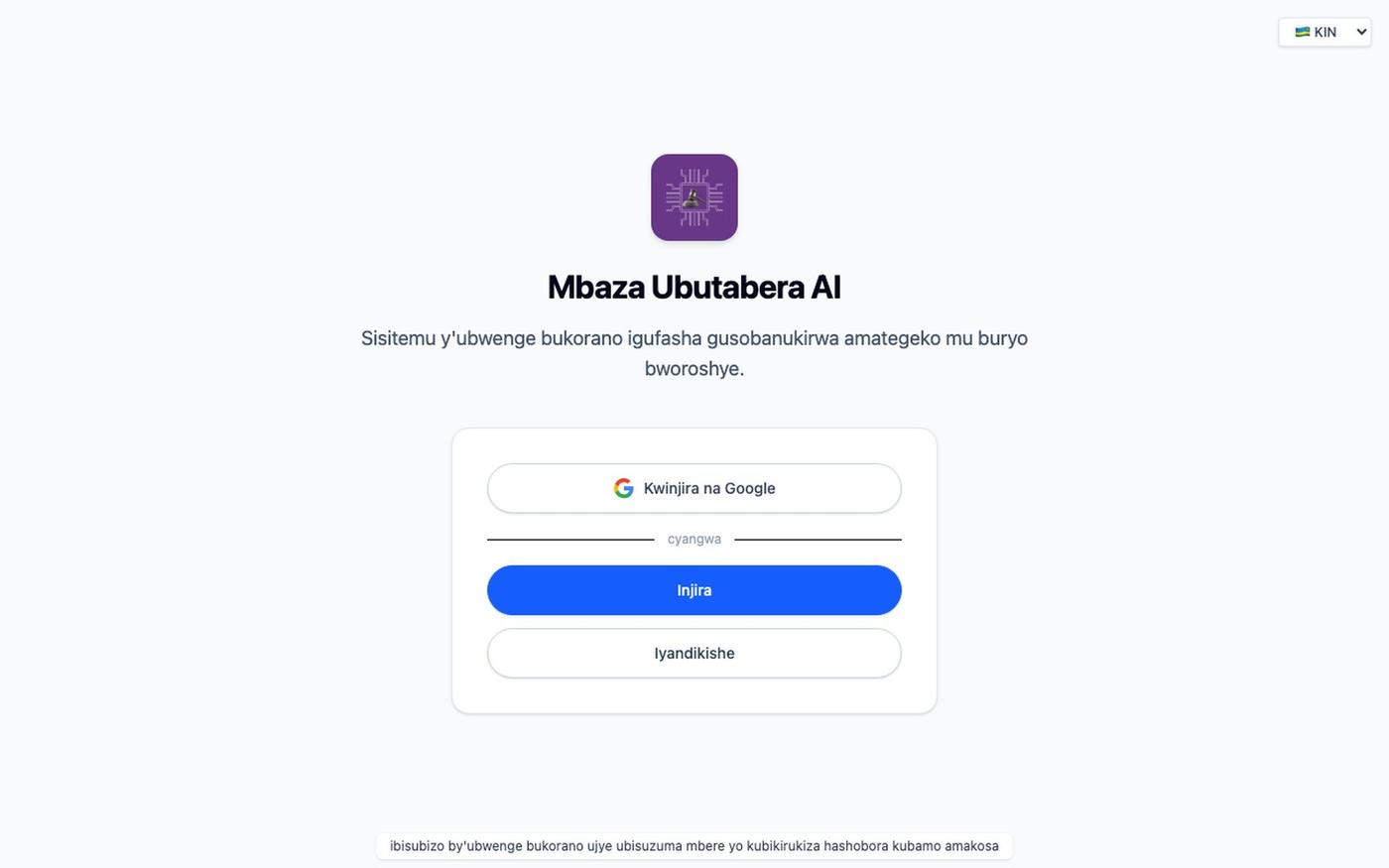 Mbaza Ubutabera AI — screenshot