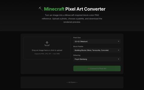 Minecraft Pixel Art Converter – Turn Images Into Block Art Online Free — screenshot