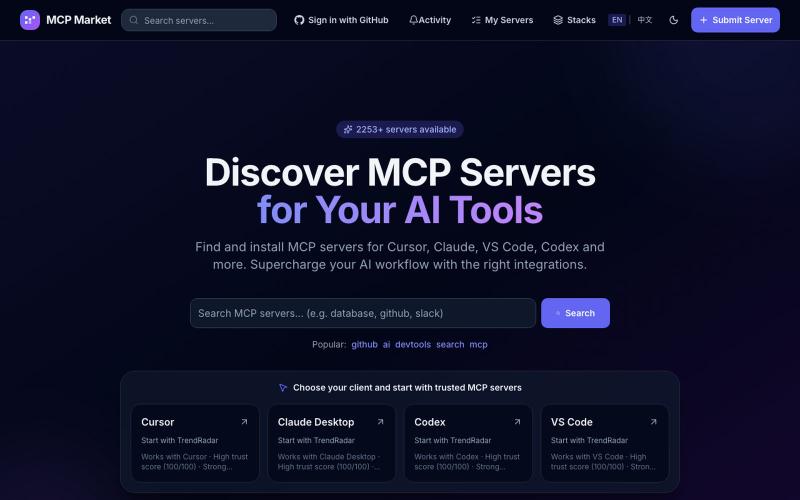 MCP Market - Discover MCP Servers for Your AI Tools — screenshot