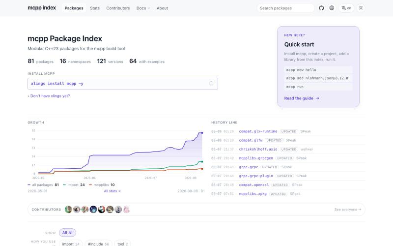 mcpp Package Index — screenshot