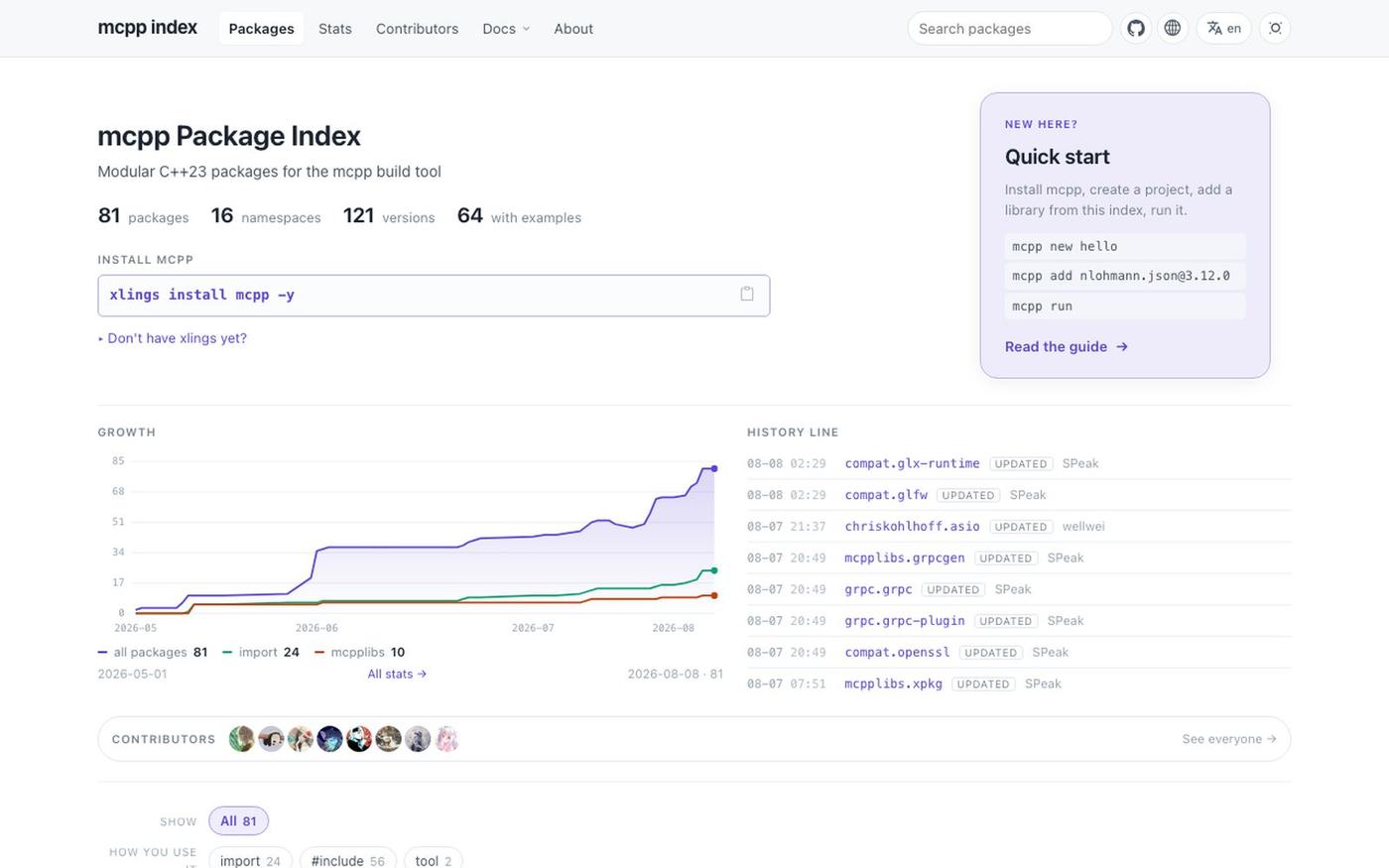 mcpp Package Index — screenshot