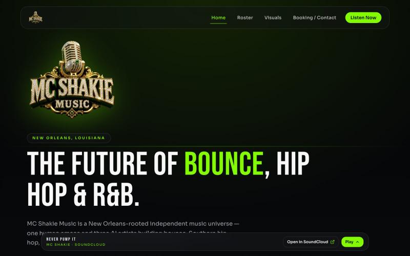 MC Shakie Music | New Orleans Bounce, Hip Hop & R&B — screenshot