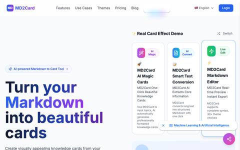 MD2Card - AI Card Generator | Text to Visual Cards — screenshot