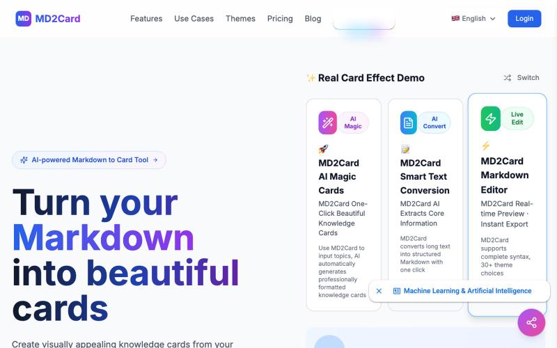 MD2Card - AI Card Generator | Text to Visual Cards — screenshot