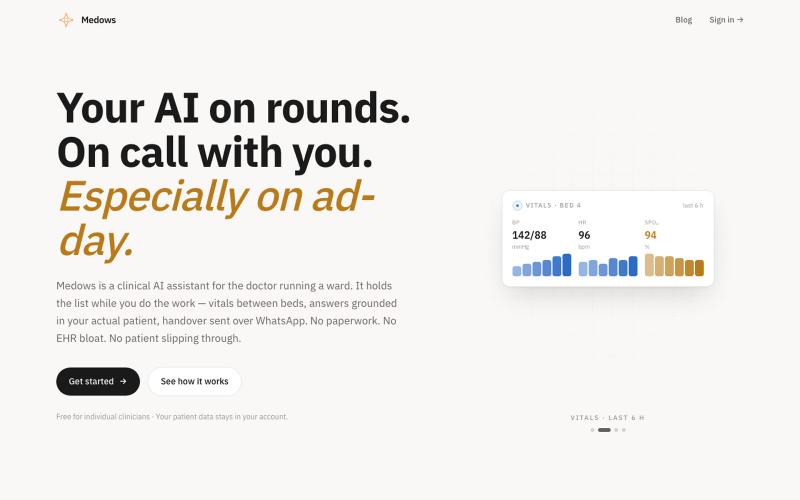 Medows — AI clinical workspace for the doctor on rounds — screenshot