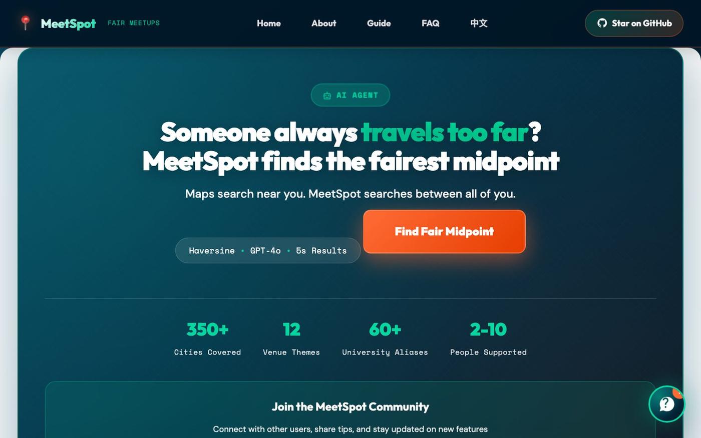 MeetSpot - AI Meeting Point Finder for Groups — screenshot