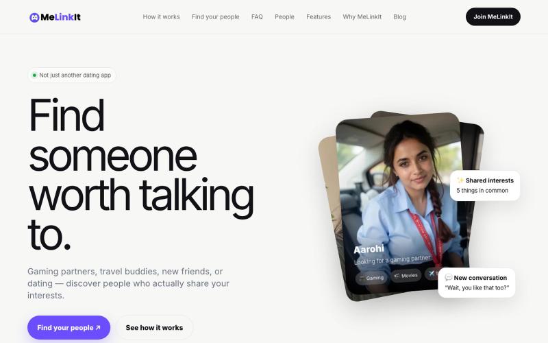MeLinkIt — Find someone worth talking to. — screenshot