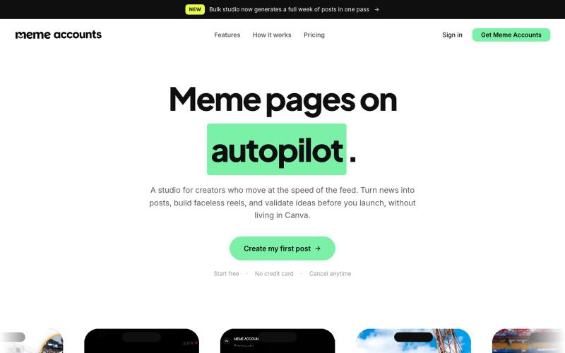 Meme Accounts | Meme Pages on Autopilot — screenshot