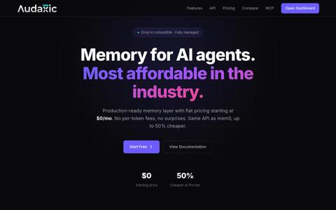 Audaxic — Memory for AI Agents — screenshot
