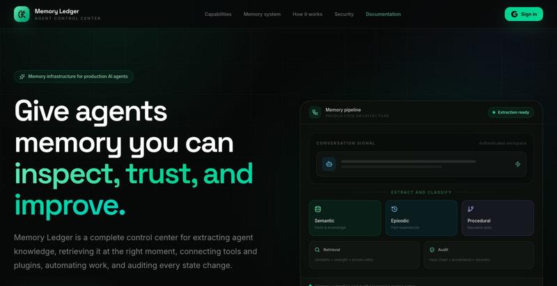 Memory Ledger | Production AI Agent Memory & Governance — screenshot