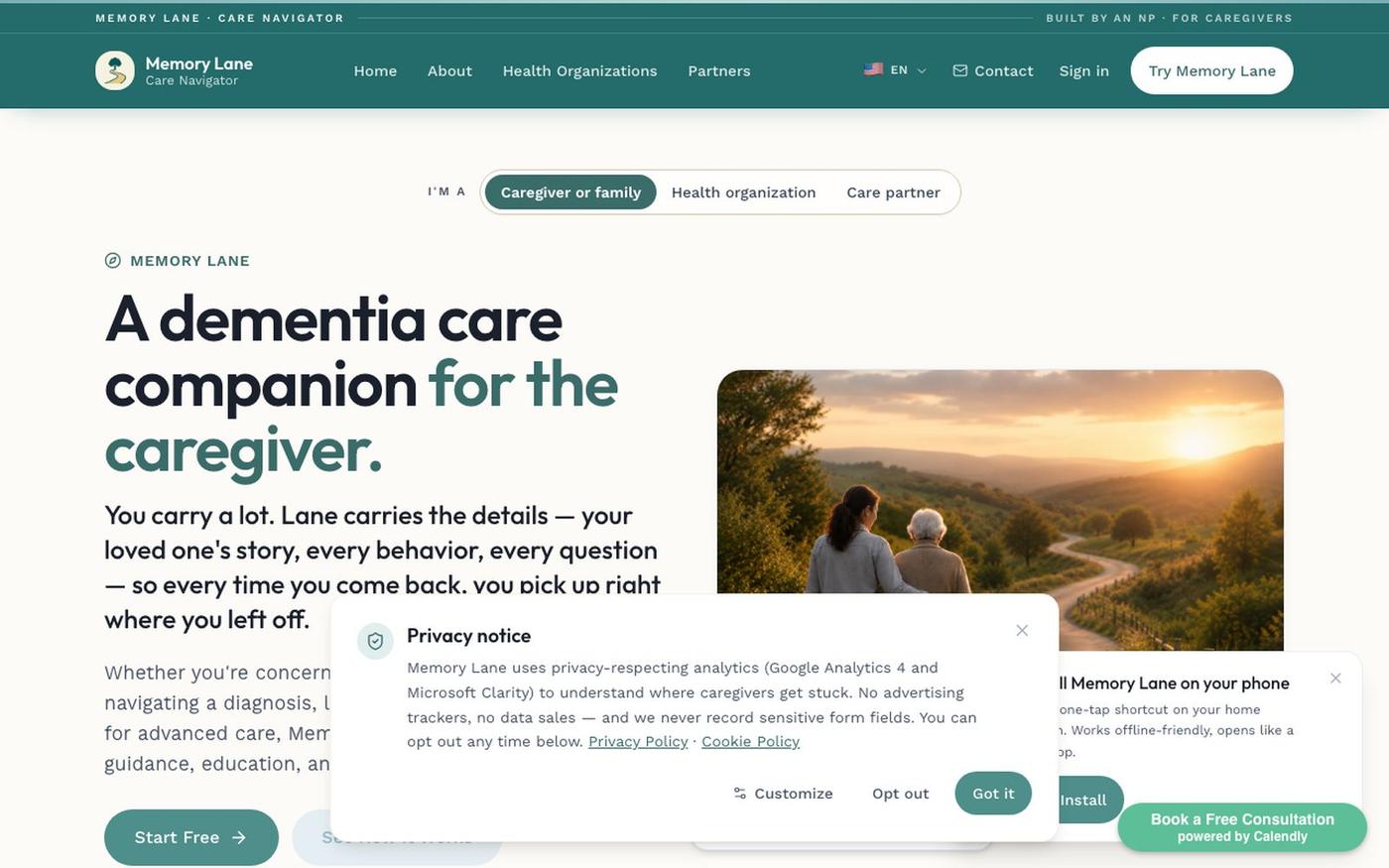 Memory Lane Care Navigator — screenshot