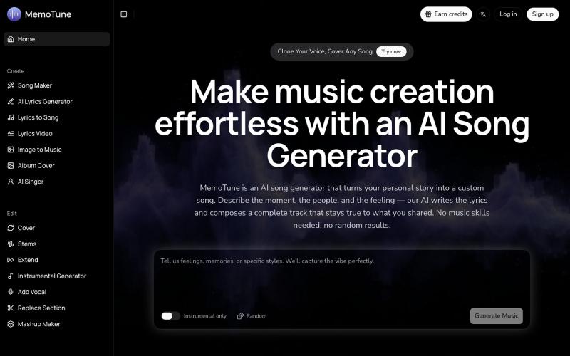 AI Song Generator — Turn Your Story Into Music | MemoTune — screenshot