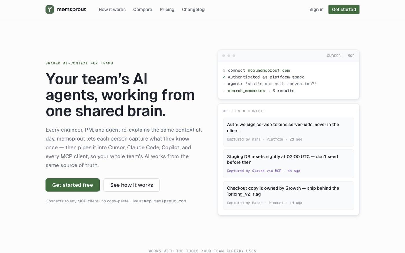 memsprout — one shared brain for your team’s AI agents — screenshot