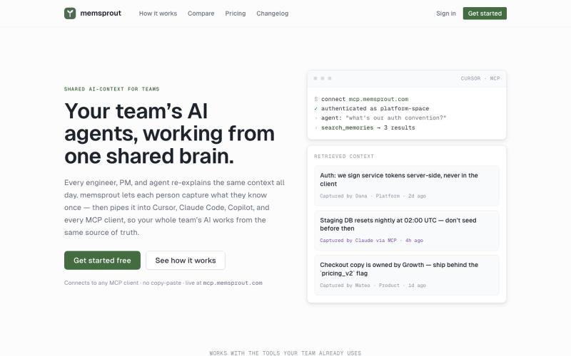 memsprout — one shared brain for your team’s AI agents — screenshot