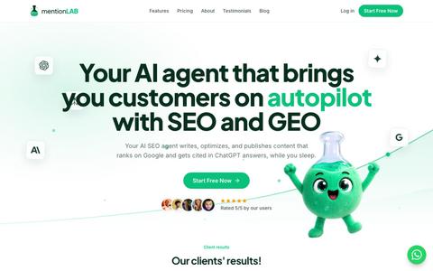 mentionLAB - Your SEO and AI traffic on autopilot — screenshot