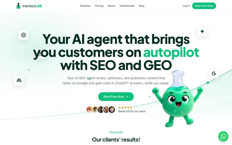 mentionLAB - Your SEO and AI traffic on autopilot — screenshot