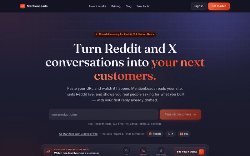 MentionLeads — Find customers on Reddit and know what to say — screenshot