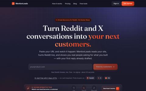 MentionLeads — Find customers on Reddit and know what to say — screenshot