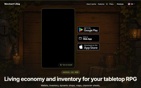 Merchant's Bag — Economy, inventory & AI for tabletop RPG — screenshot