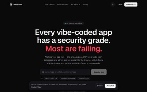 Merge Risk — Is your AI-built app leaking data? — screenshot