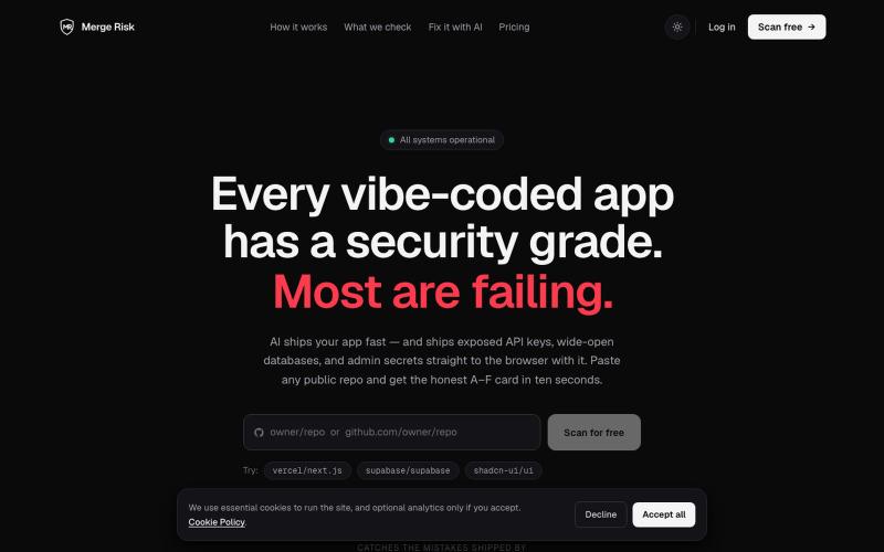Merge Risk — Is your AI-built app leaking data? — screenshot