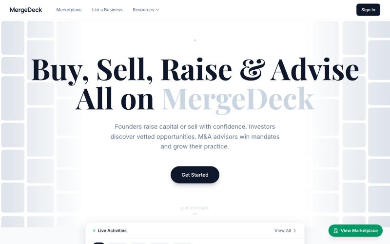 MergeDeck — Global M&A Marketplace — screenshot