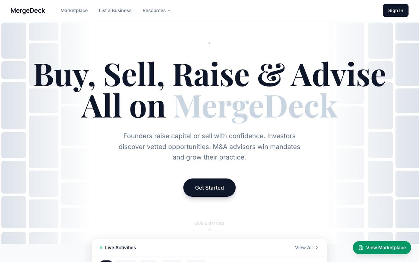 MergeDeck — Global M&A Marketplace — screenshot