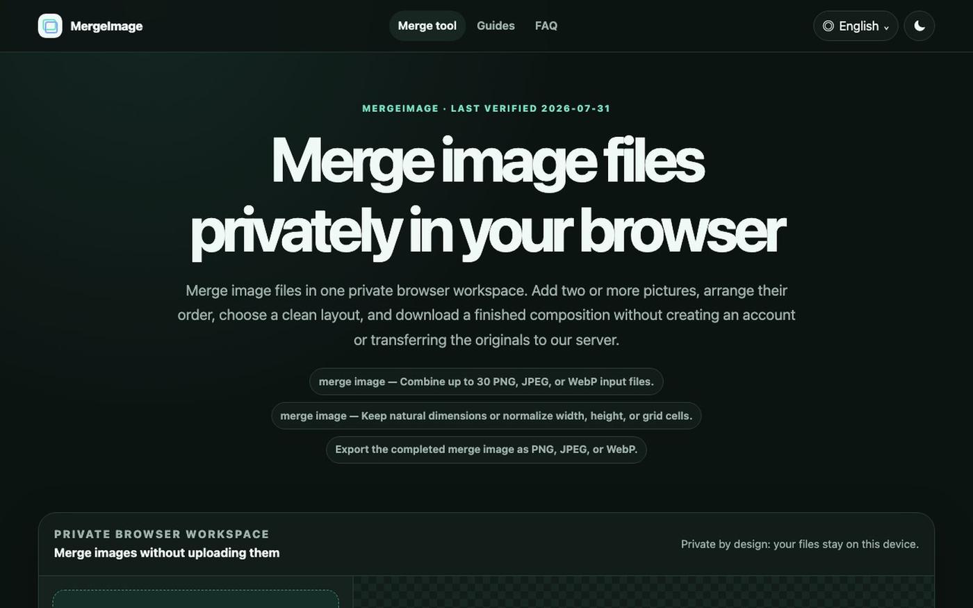 Merge Image Online Free — Private Browser Composer — screenshot