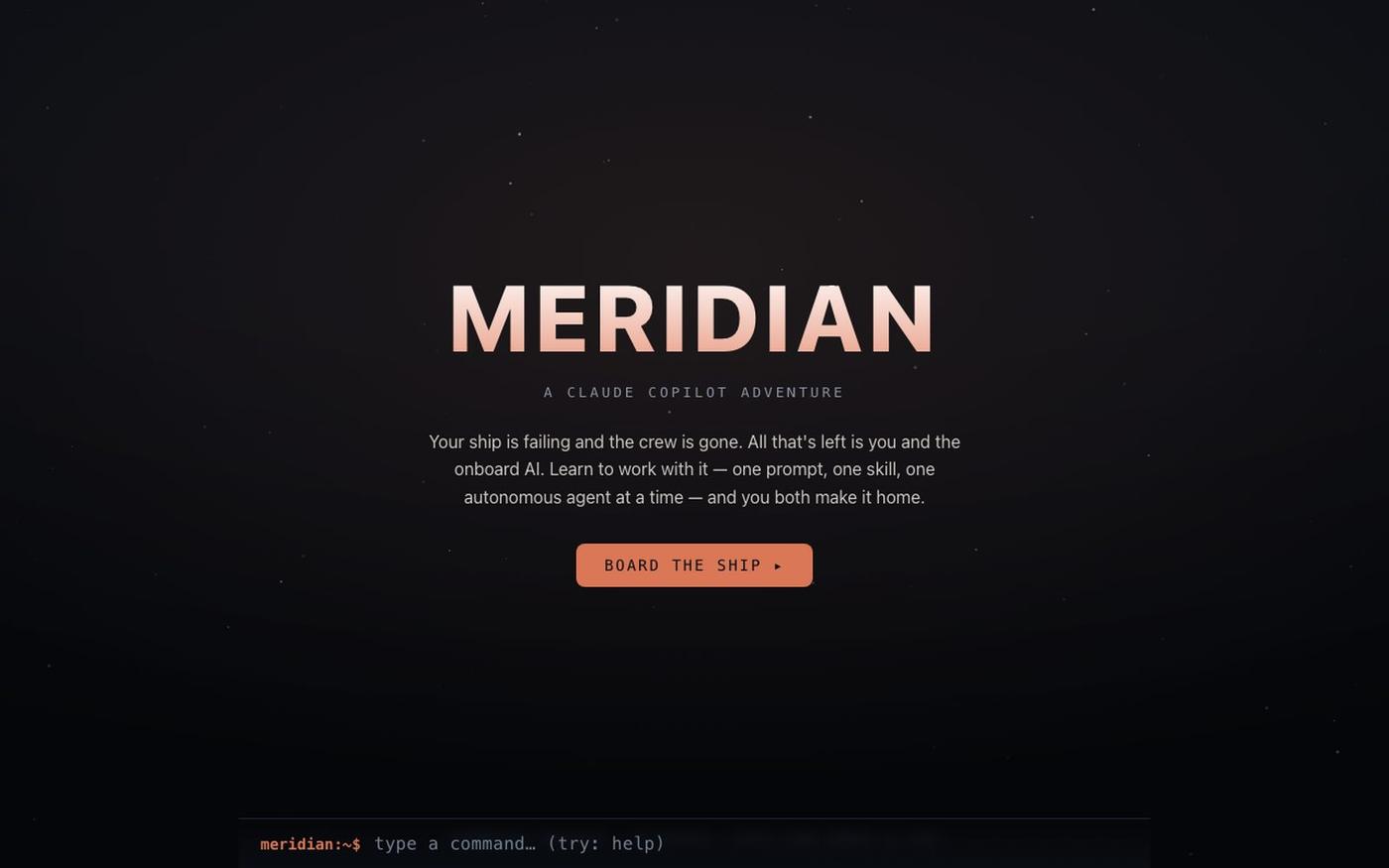 MERIDIAN — A Claude Copilot Adventure — screenshot