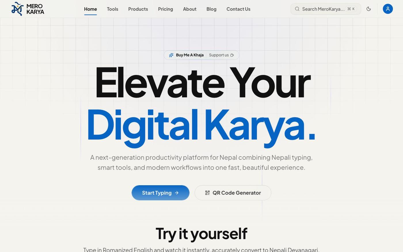 MeroKarya - Free Nepali Unicode, QR Generator & Online Tools — screenshot