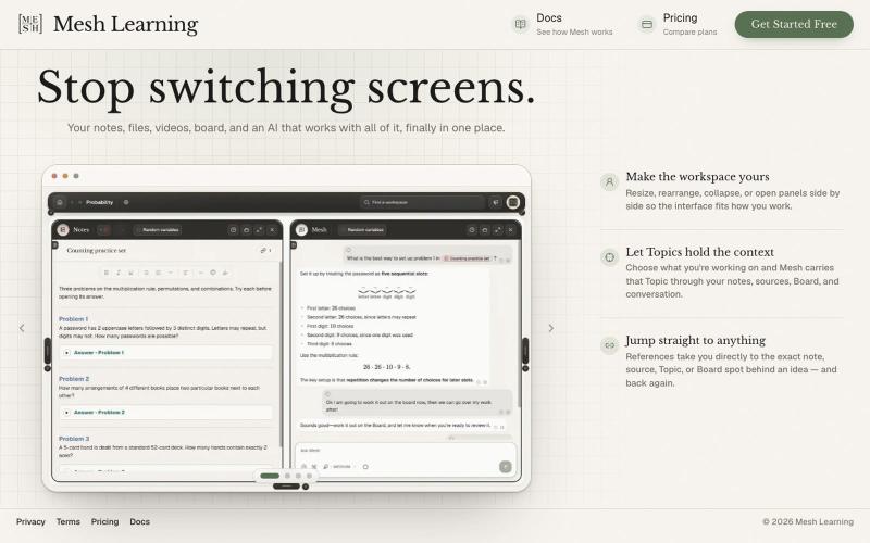 Mesh Learning | Stop switching screens — screenshot