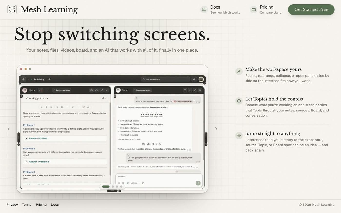 Mesh Learning | Stop switching screens — screenshot
