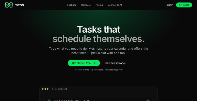 Mesh — Tasks that schedule themselves — screenshot