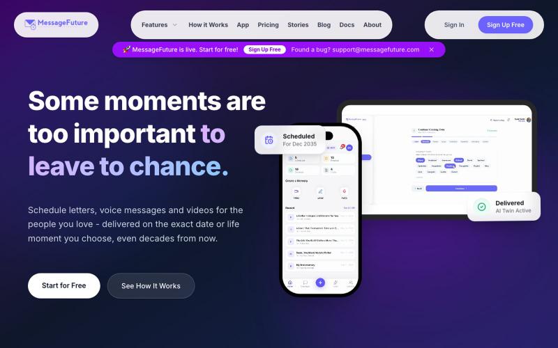 MessageFuture | Secure Your Digital Legacy — screenshot