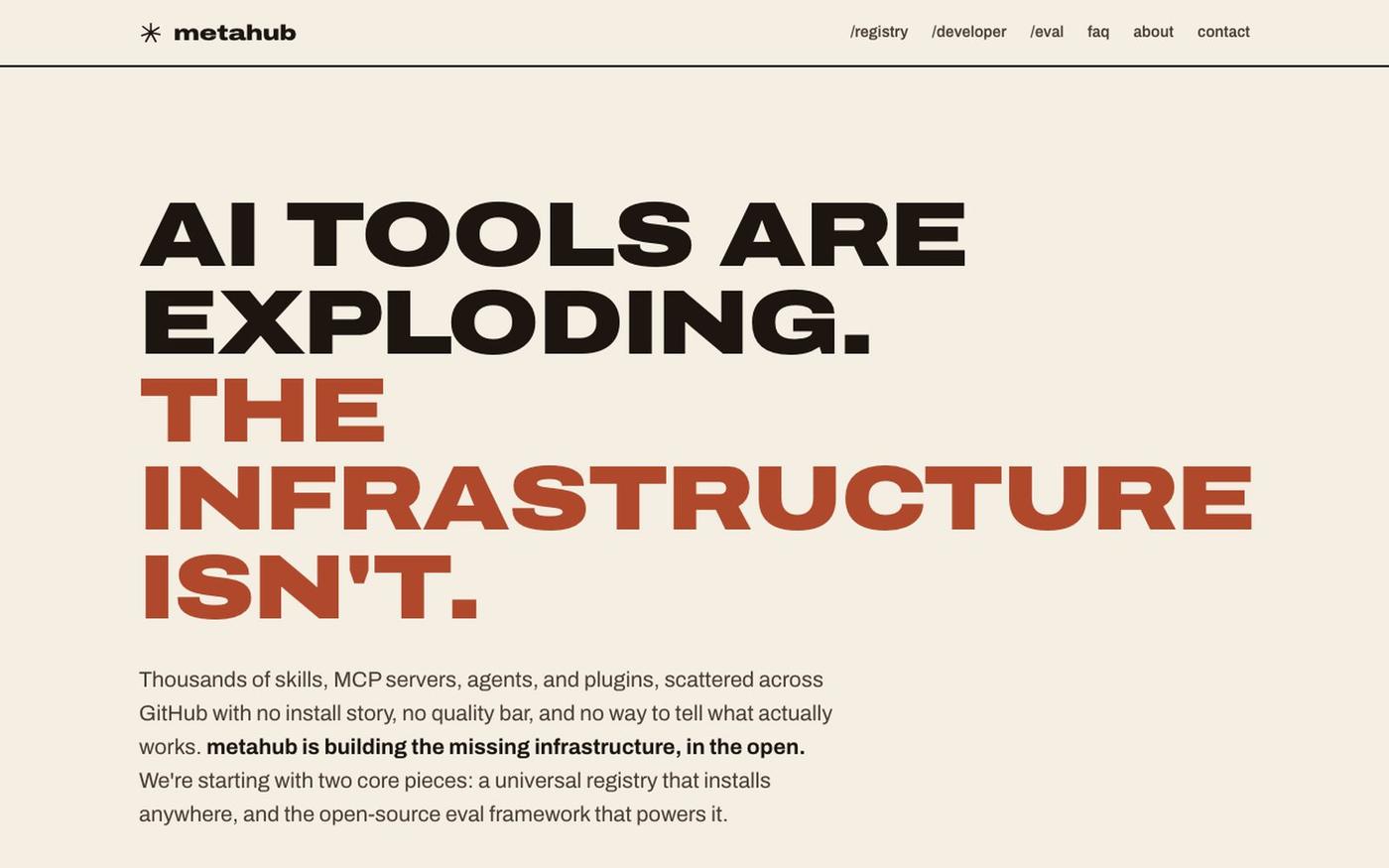 metahub · the open ecosystem for AI tools — screenshot