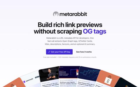 Link Preview & URL Metadata API | Metarabbit — screenshot
