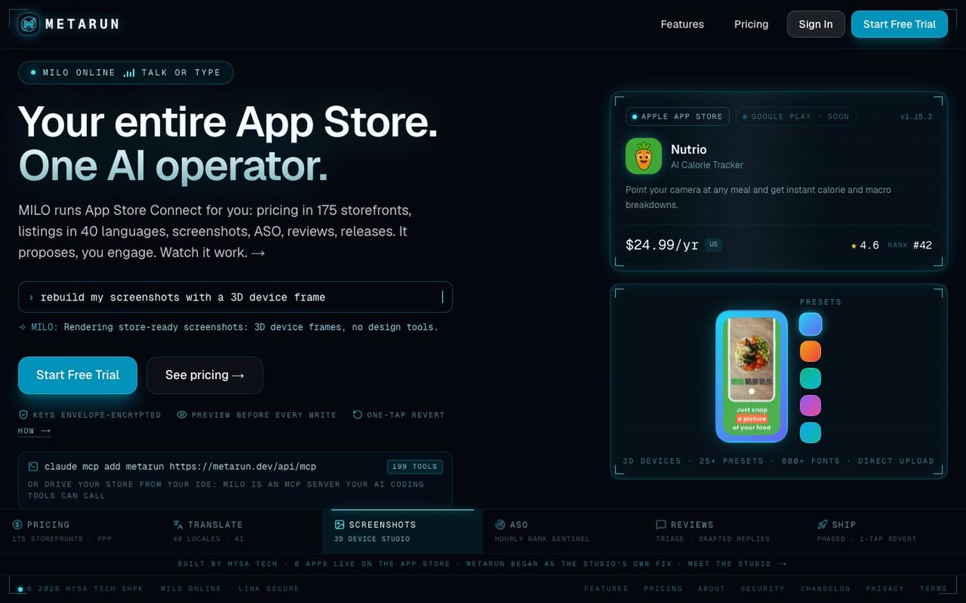 MetaRun · AI Operator for App Store Connect — screenshot