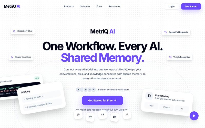 metriq — the AI that ships pull requests — screenshot