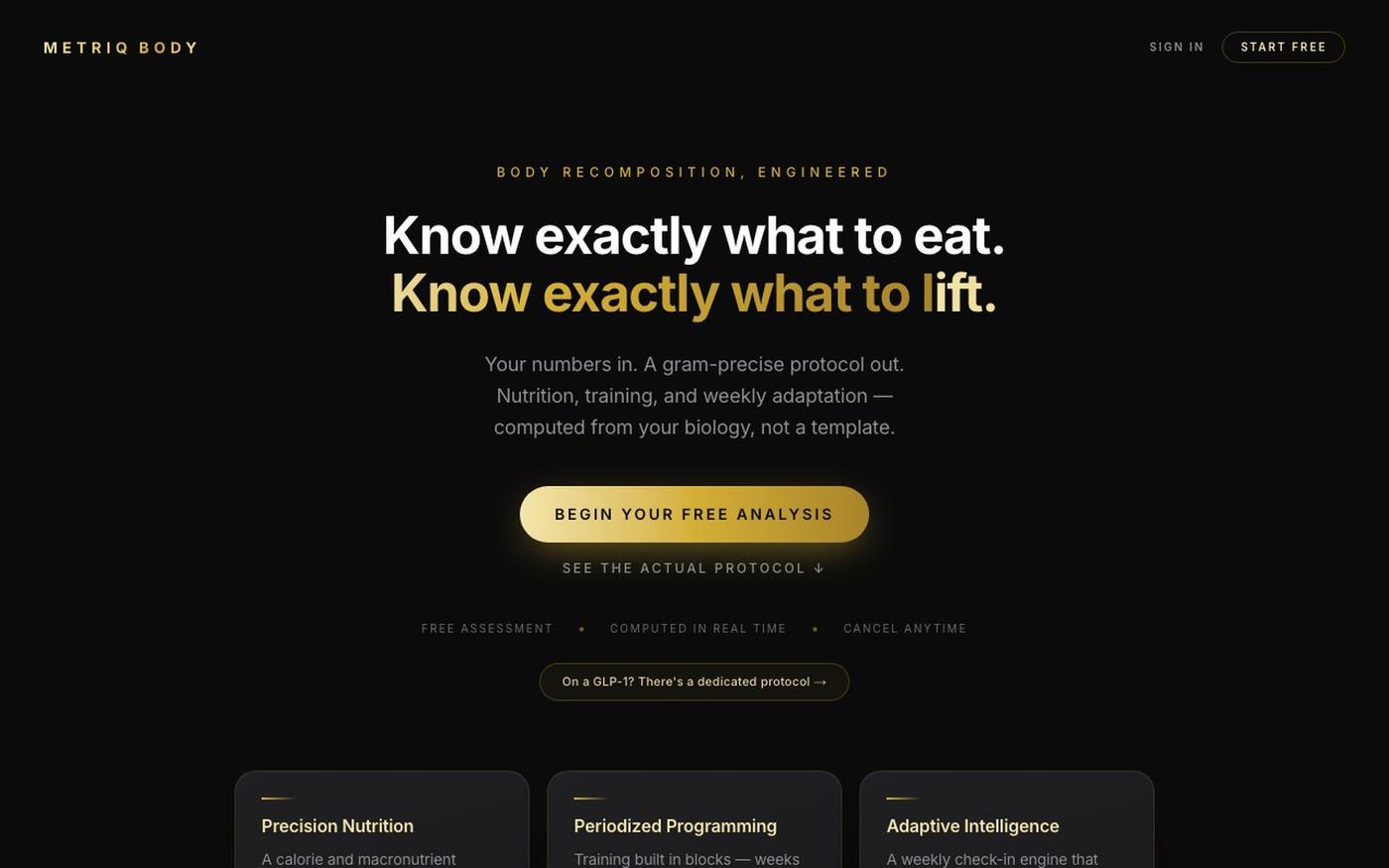 Metriq Body — The Plan That Adapts When You Stall — screenshot
